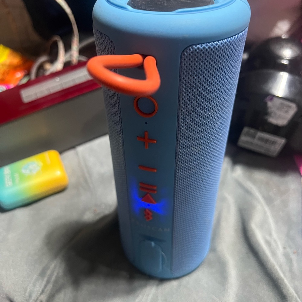 Source Unknown Sky Blue Portable Speaker with Orange Accents